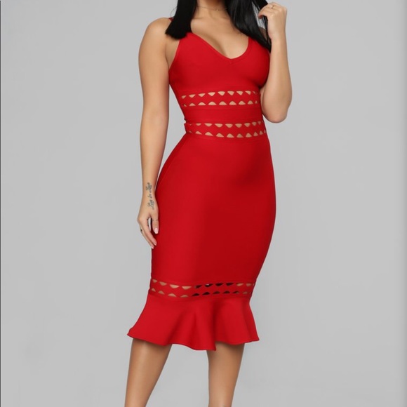 Fashion Nova Dresses & Skirts - Red Bandage Midi Dress